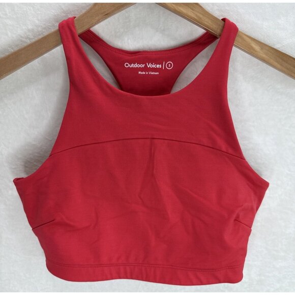 Outdoor Voices Move Free TechSweat Crop Top Sports Bra In Scarlet Red Size S - Picture 3 of 9